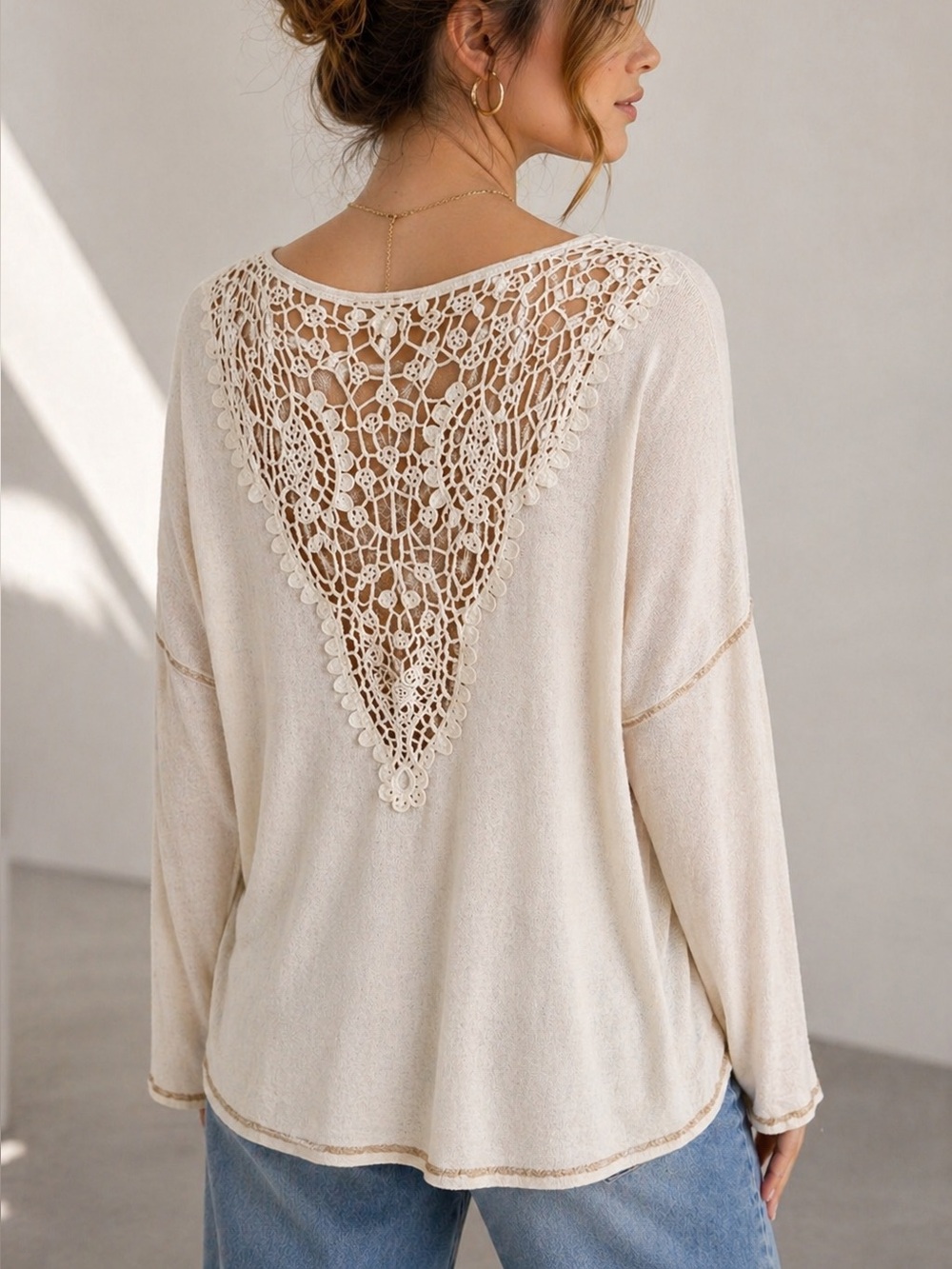 NWT Taylor & Sage Crochet Back Knit Top